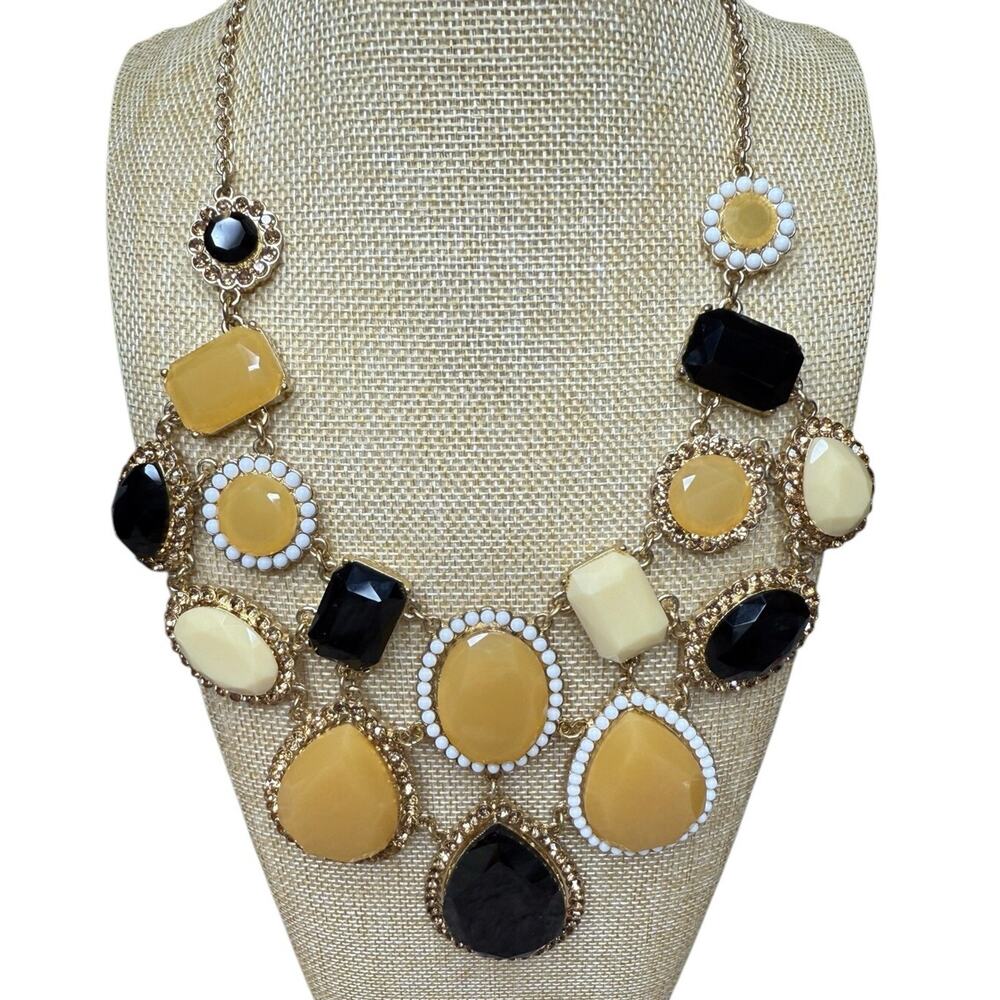 Kate Spade New York retired‎ framed stone statement necklace gold yellow black